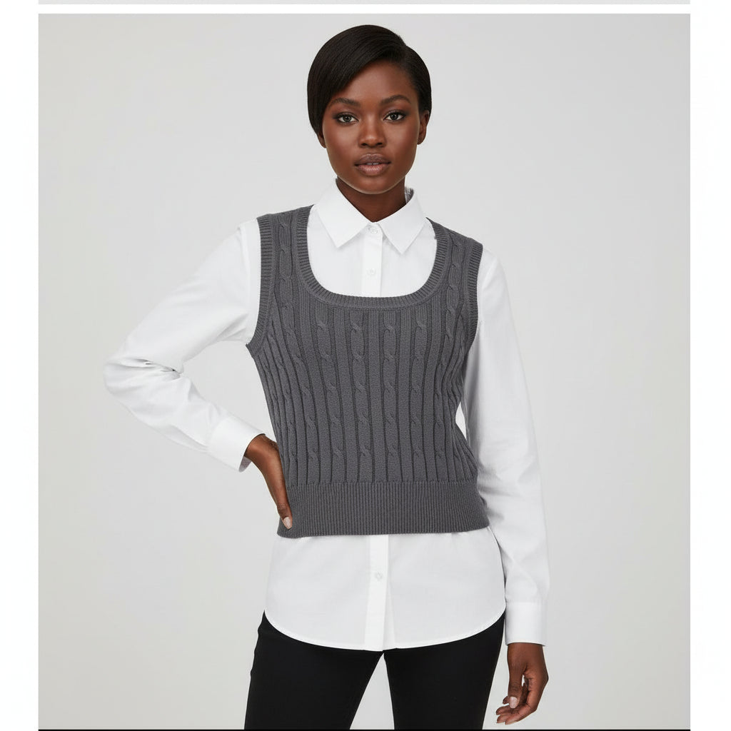 Sleeveless Knitted Round Neck Top