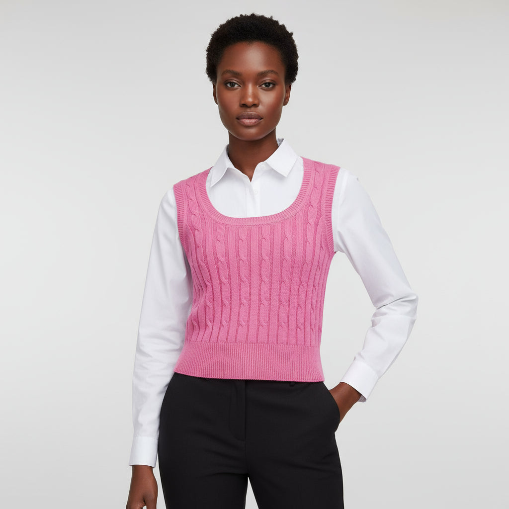 Sleeveless Knitted Round Neck Top