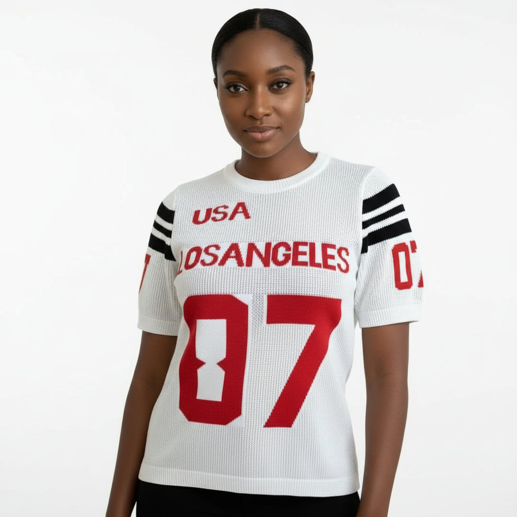 Number Print Drop Shoulder Sports Tee