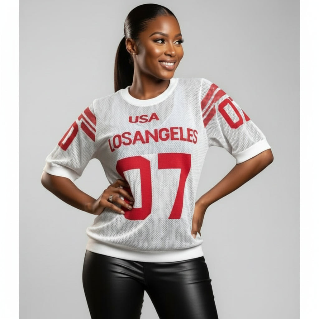 Number Print Drop Shoulder Sports Tee