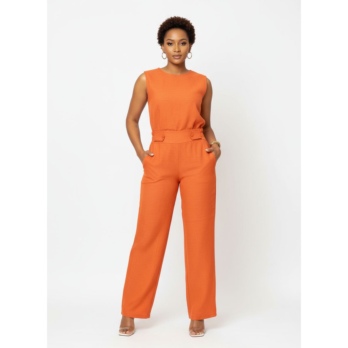 Chic  Sleeveless Top & High-Waist Pants 2-Piece Set