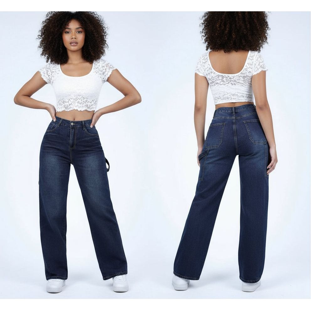 Wide Legs Straight Stretching Jeans