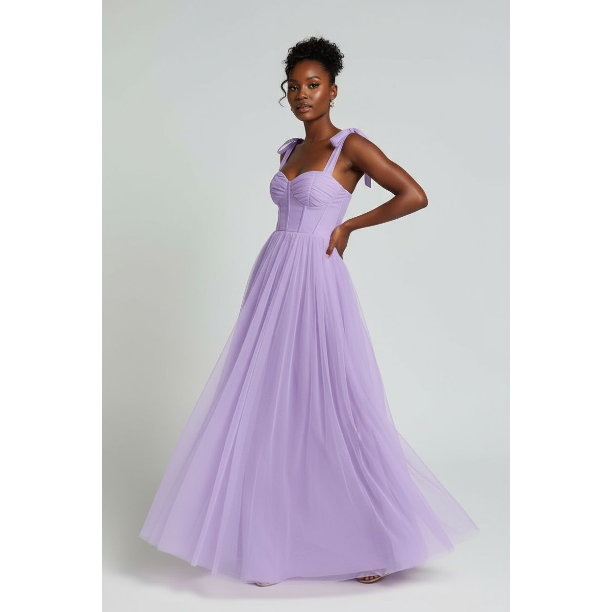 Long Formal Sweetheart Neckline Tulle Dress