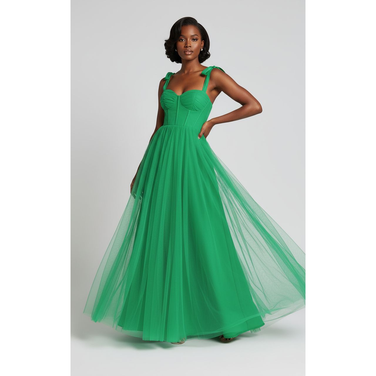Long Formal Sweetheart Neckline Tulle Dress