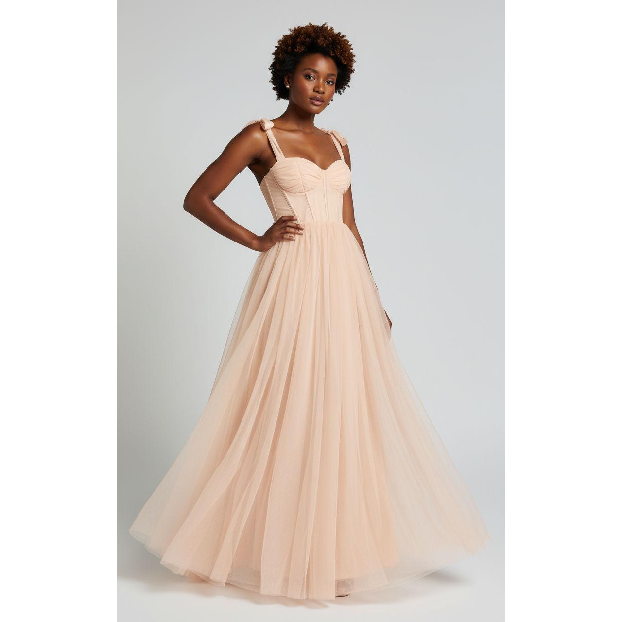 Long Formal Sweetheart Neckline Tulle Dress