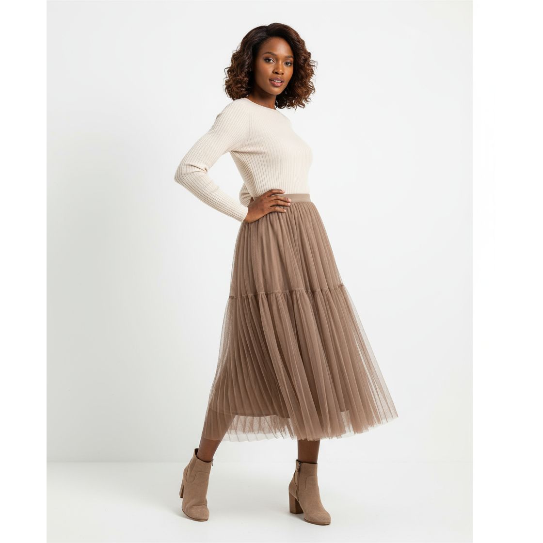 Patchwork Pleat Plain Tulle Skirts