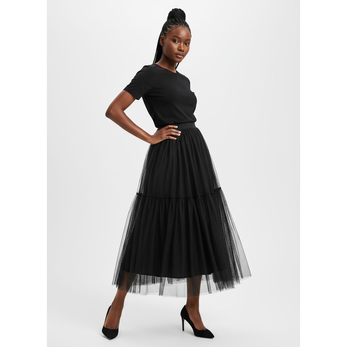 Patchwork Pleat Plain Tulle Skirts