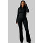 Women’s Two-Piece Zipper Top & Flared Pants Set