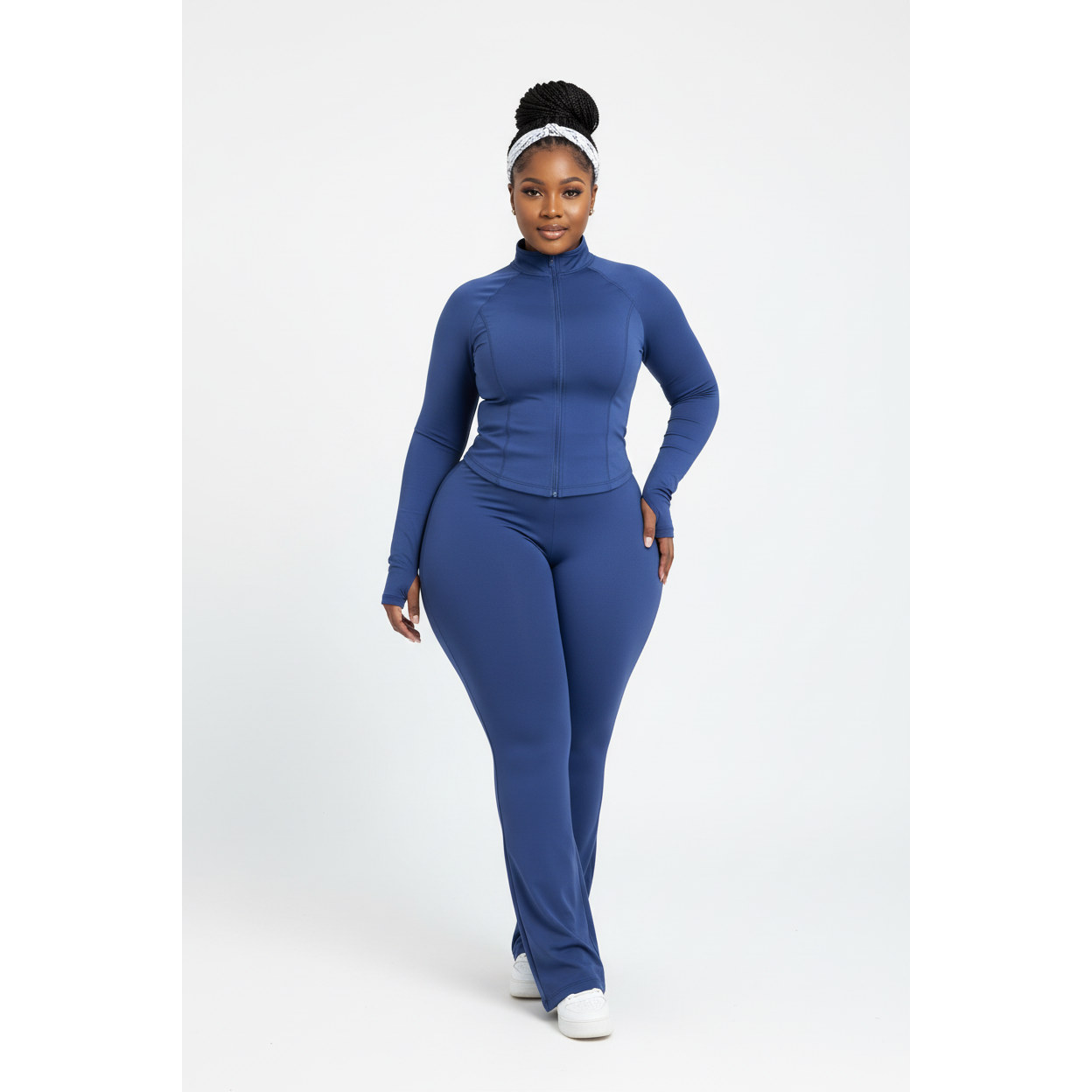 Women’s Two-Piece Zipper Top & Flared Pants Set