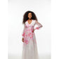 Button Down Ruched Waist Long Sleeve Floral Maxi Dress