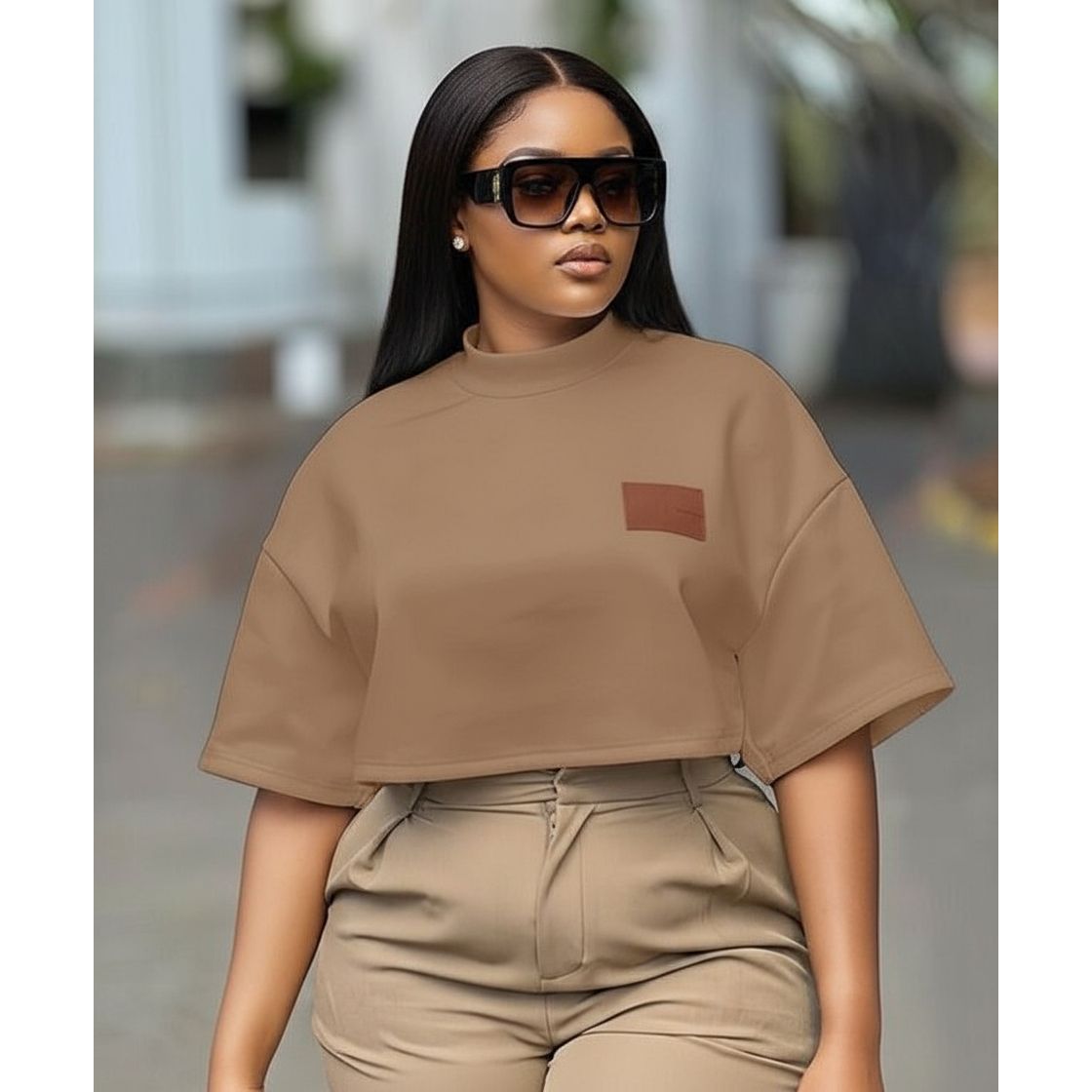 Casual Oversized  Short Sleeve Crop T-Shirt