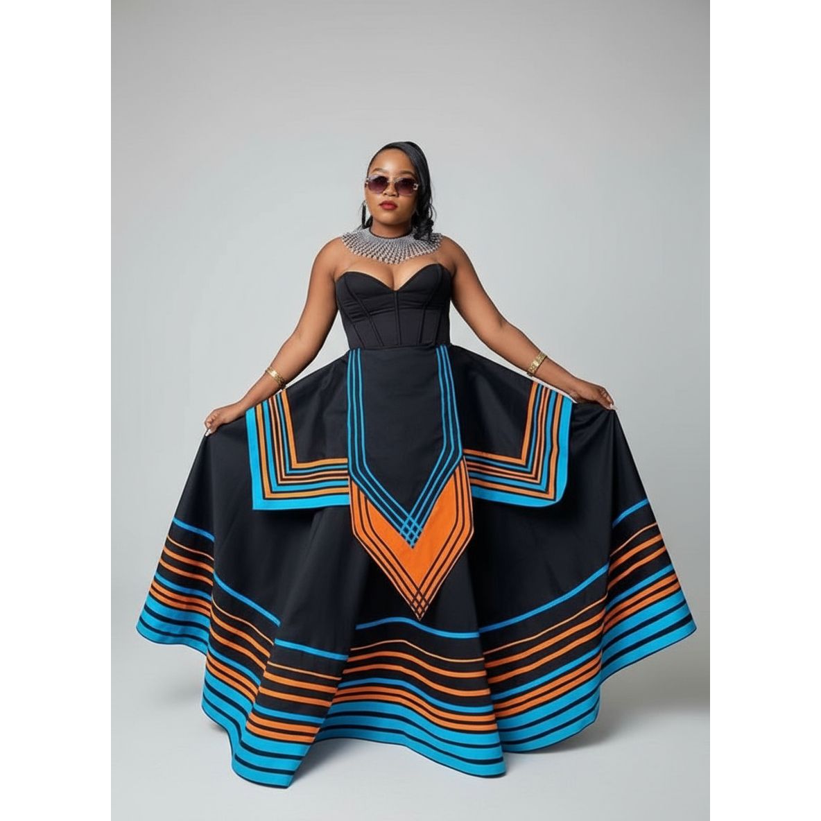 Elegant Strapless Ankara Maxi Dress