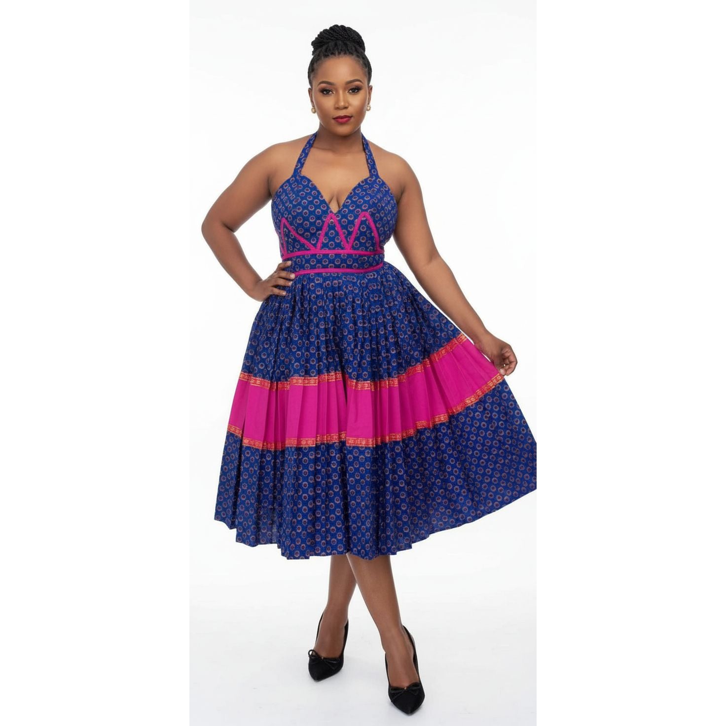 Backless Halter Neck Traditional Dress