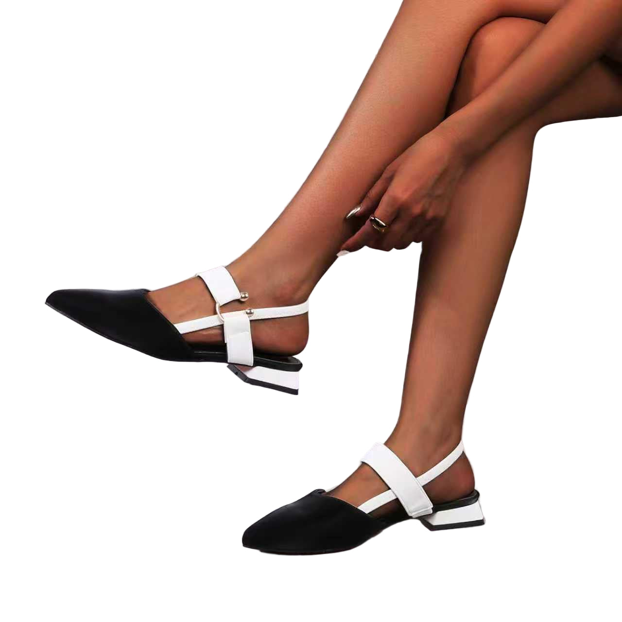 Pointed Toe Slingback Flat Mules Pumps