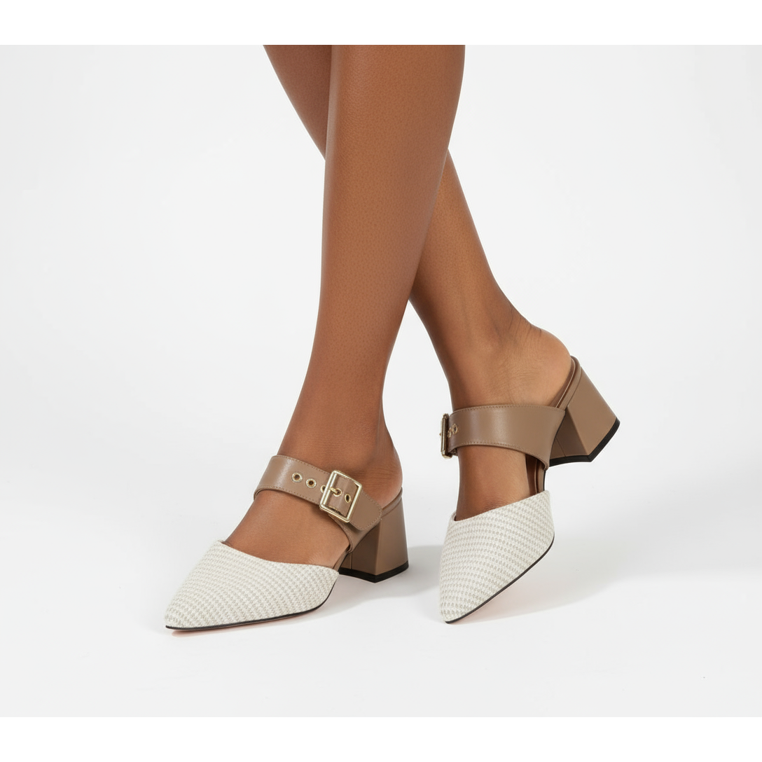 Mary Jane High Heel Shoes With Faux Pearl Detail Pointed Toe