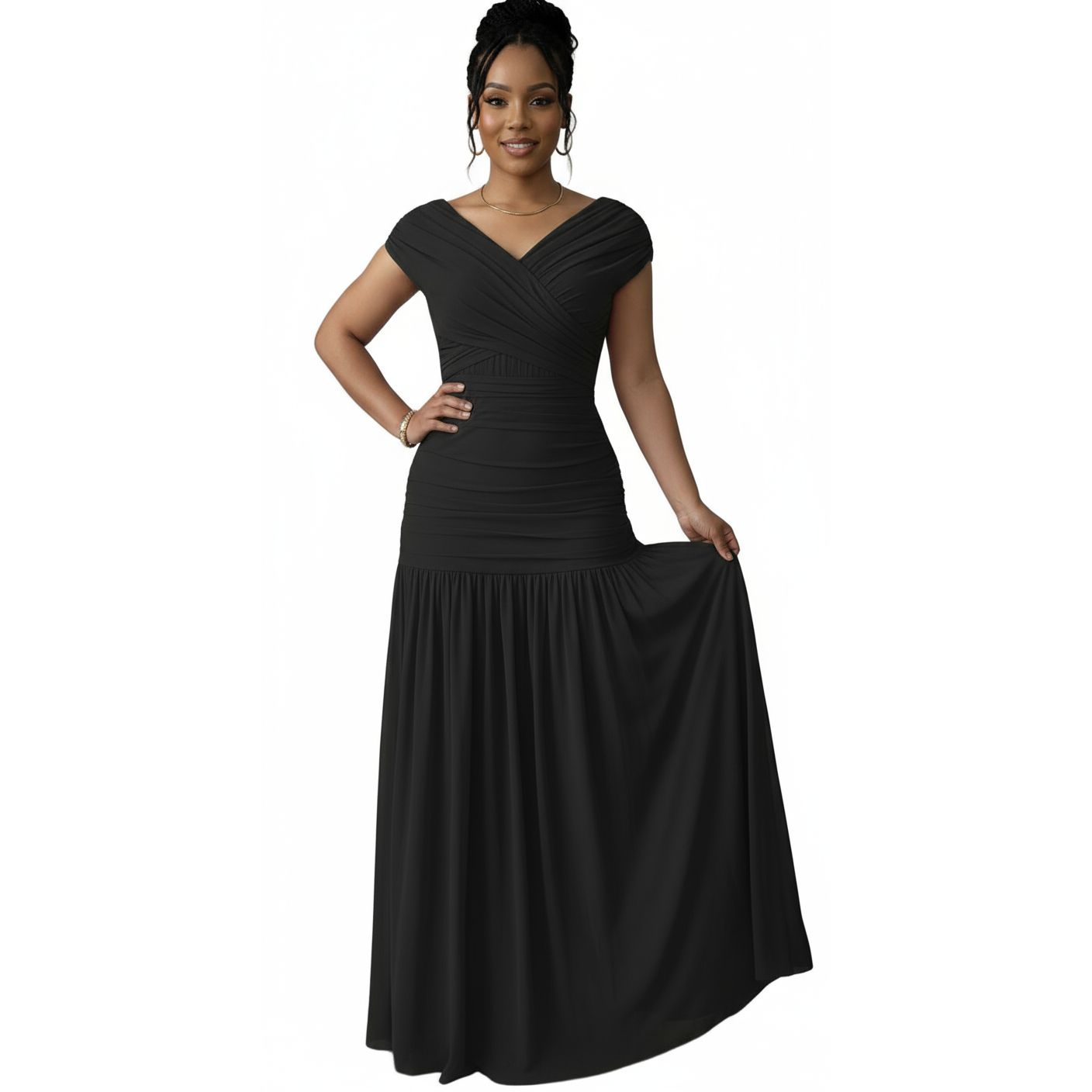 Plain Color Fitted Simple Maxi Dress