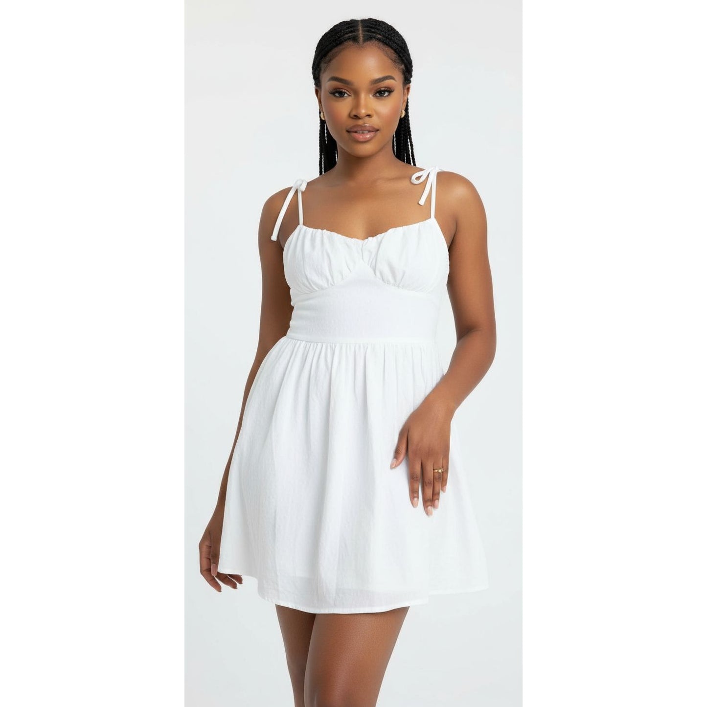 Sleeveless Solid Colour Backless Casual A-Line Mini Dress.