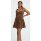 Sleeveless Solid Colour Backless Casual A-Line Mini Dress.