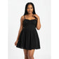 Sleeveless Solid Colour Backless Casual A-Line Mini Dress.