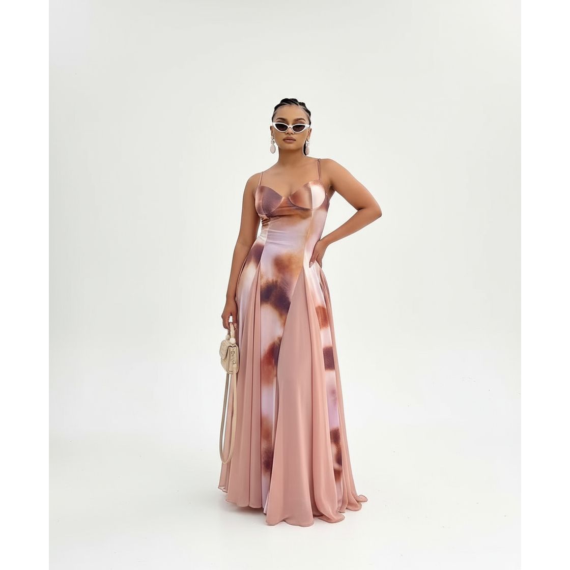 Sleeveless Tie-dye Print Maxi Dress