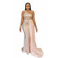 Diagonal Neckline Plus Size Maxi Sequin Dress