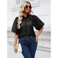 Turn-Down Collar Half Puff Sleeve Shirt