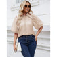 Turn-Down Collar Half Puff Sleeve Shirt