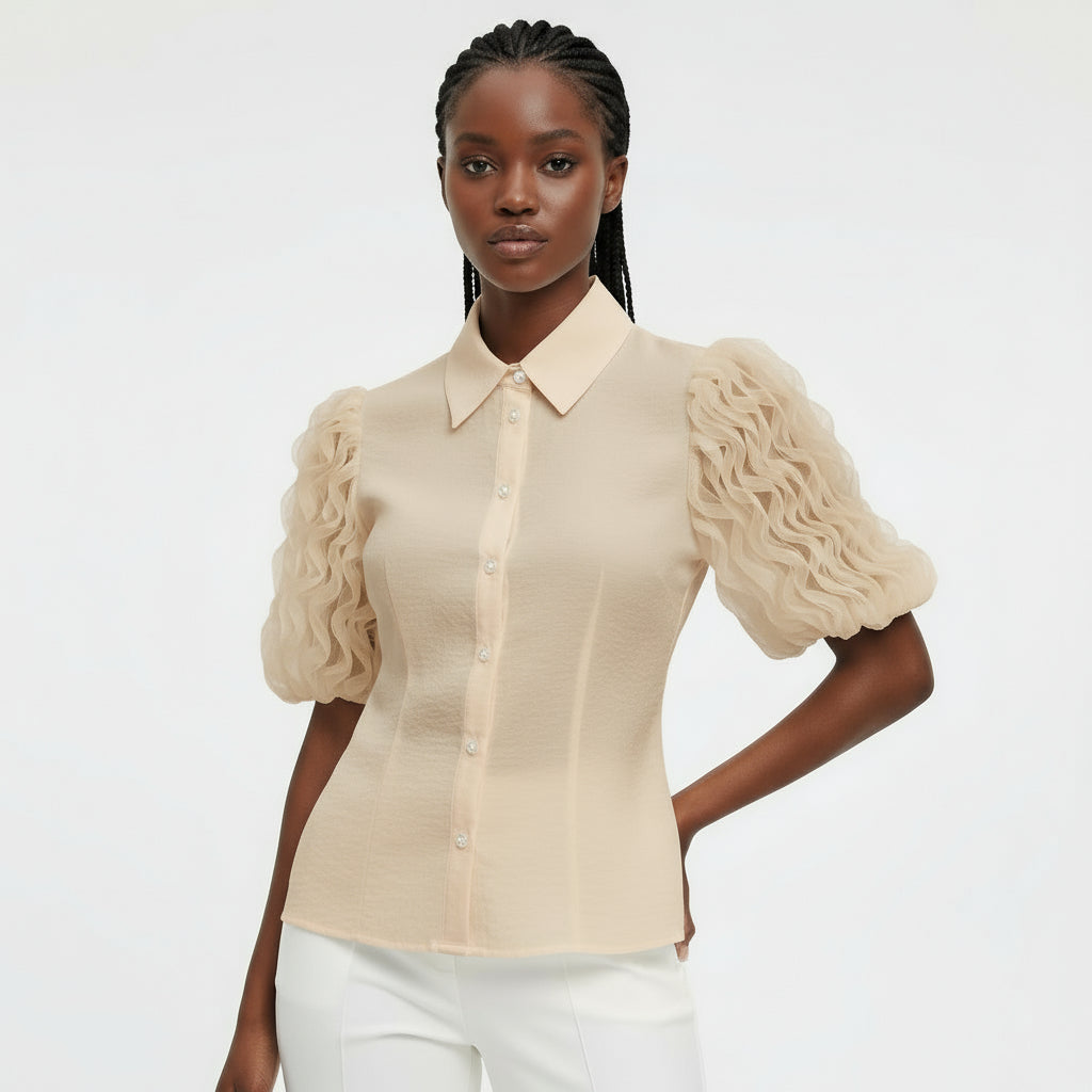 Floral lace Button-down Shirt Blouse