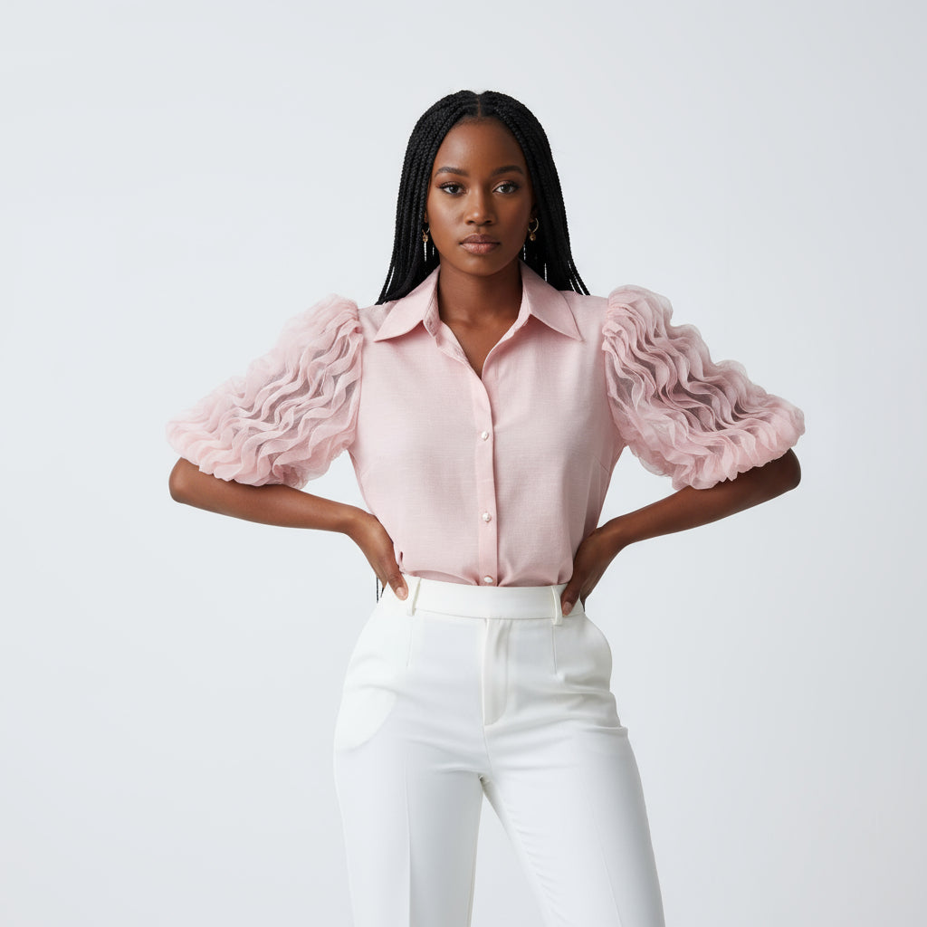 Floral lace Button-down Shirt Blouse