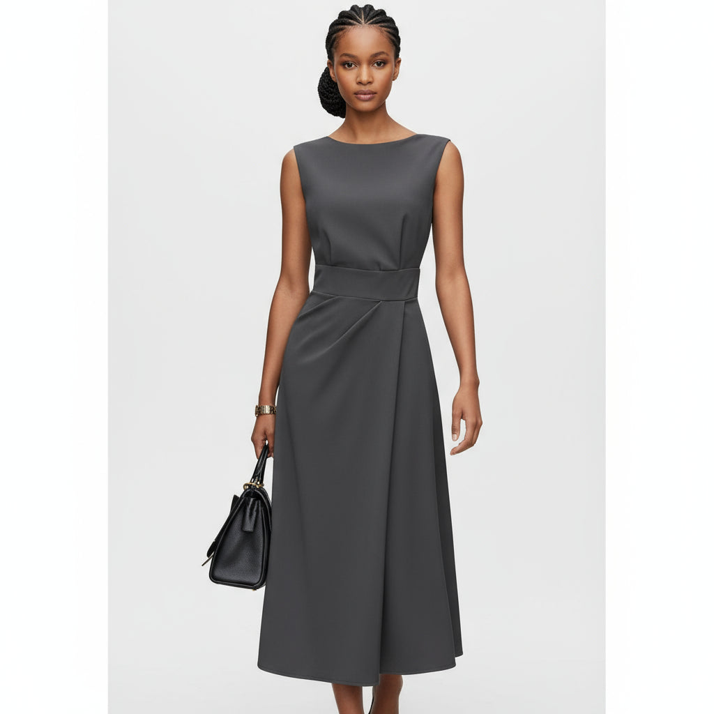 Sexy Round Neck Sleeveless High Waist Dress