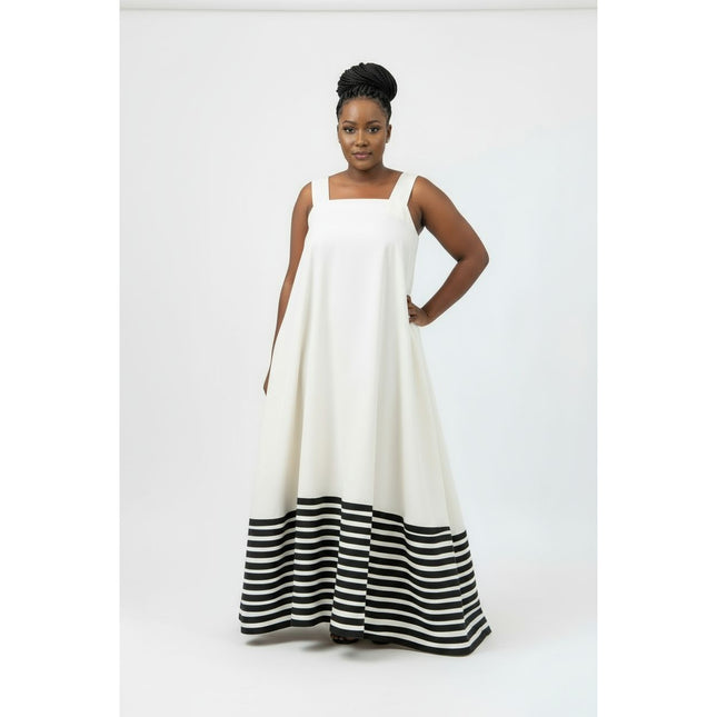 Black and White Traditional Stitched Maxi Dress – YELLOW SUB TRADING