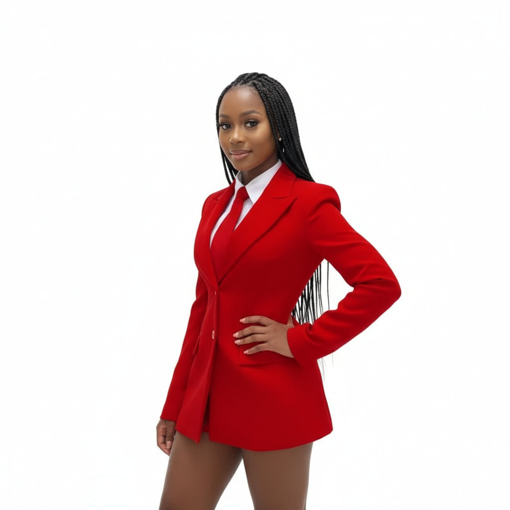 Plain Color Double-Breasted Blazer Mini Dress