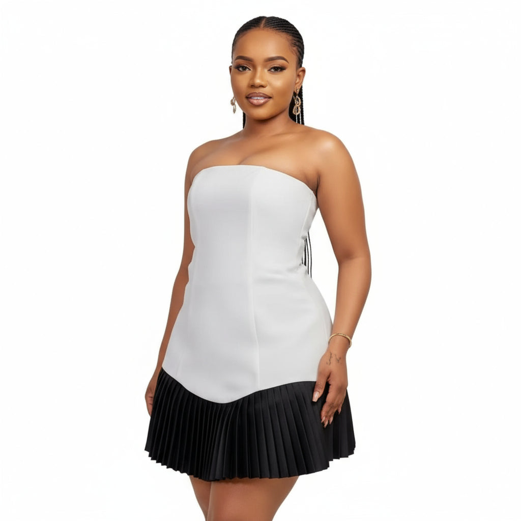 Off-Shoulder Black and White Mini dress
