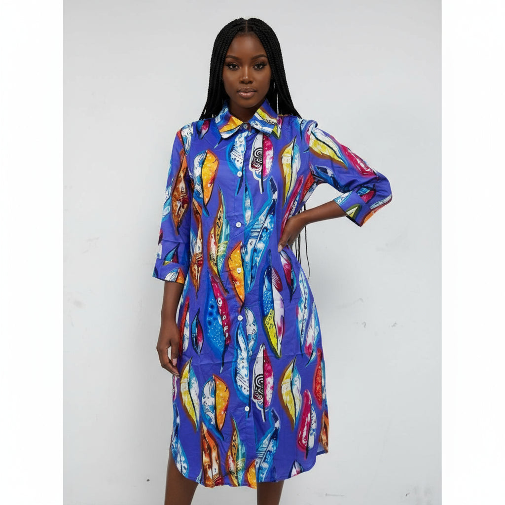 Abstract Shirt Style Dress