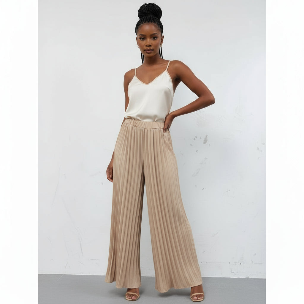 Flowly Palazzo Pleated Wide Leg Pants
