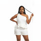 One-shoulder Peplum Top and Shorts Set