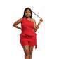 One-shoulder Peplum Top and Shorts Set