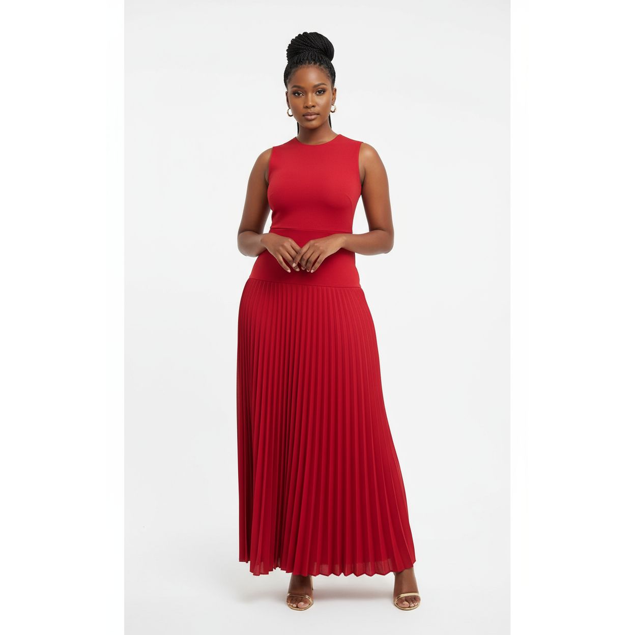 Plus Size Sleeveless Pleated Newly Maxi Dress