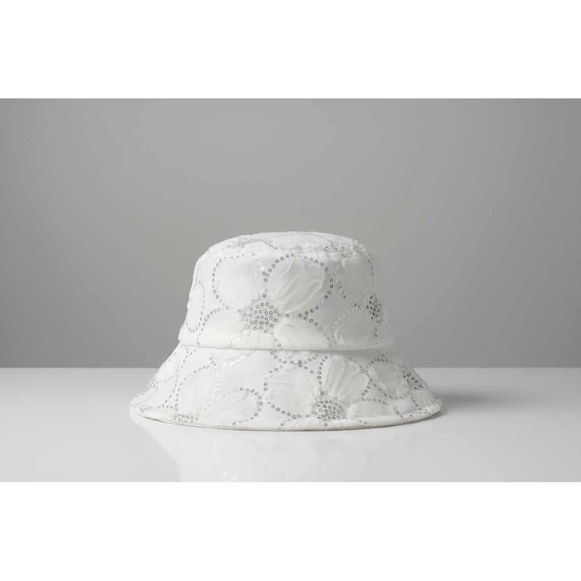 Bucket Hat with Mesh Flower Wide Brim Shiny Sequin Sun