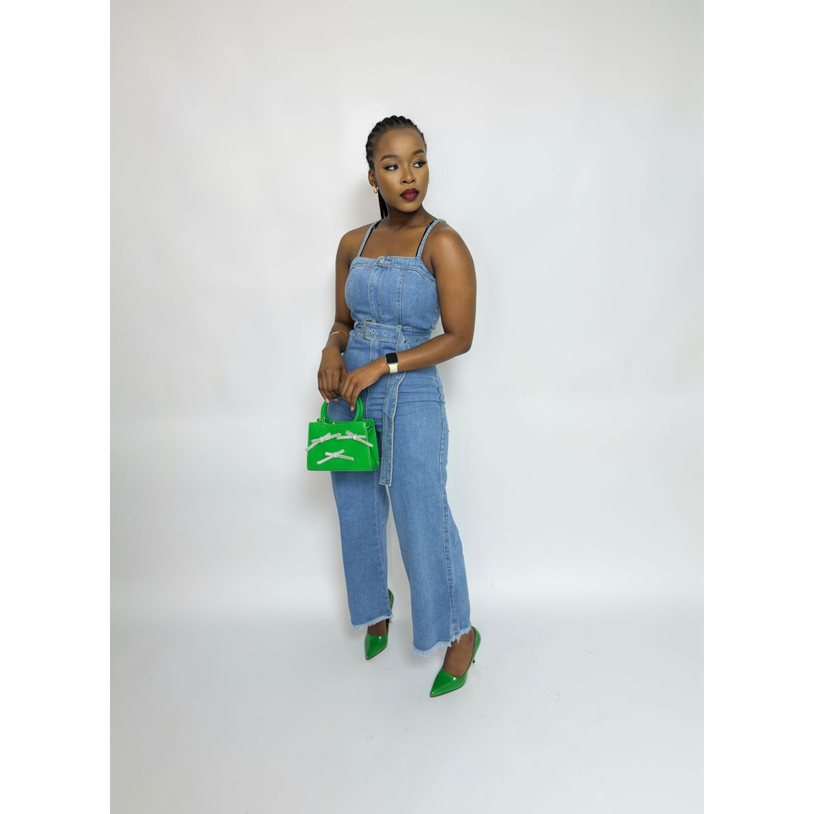 Cropped Sleeveless Denim Jumpsuit