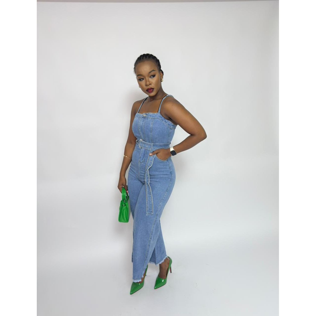 Cropped Sleeveless Denim Jumpsuit