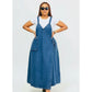 Plus Size Loose-Fit Denim Overalls Dress