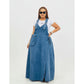 Plus Size Loose-Fit Denim Overalls Dress