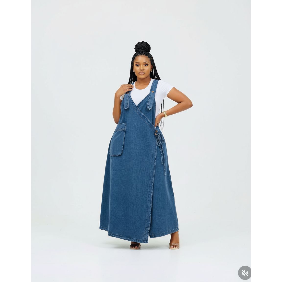 Plus Size Loose-Fit Denim Overalls Dress