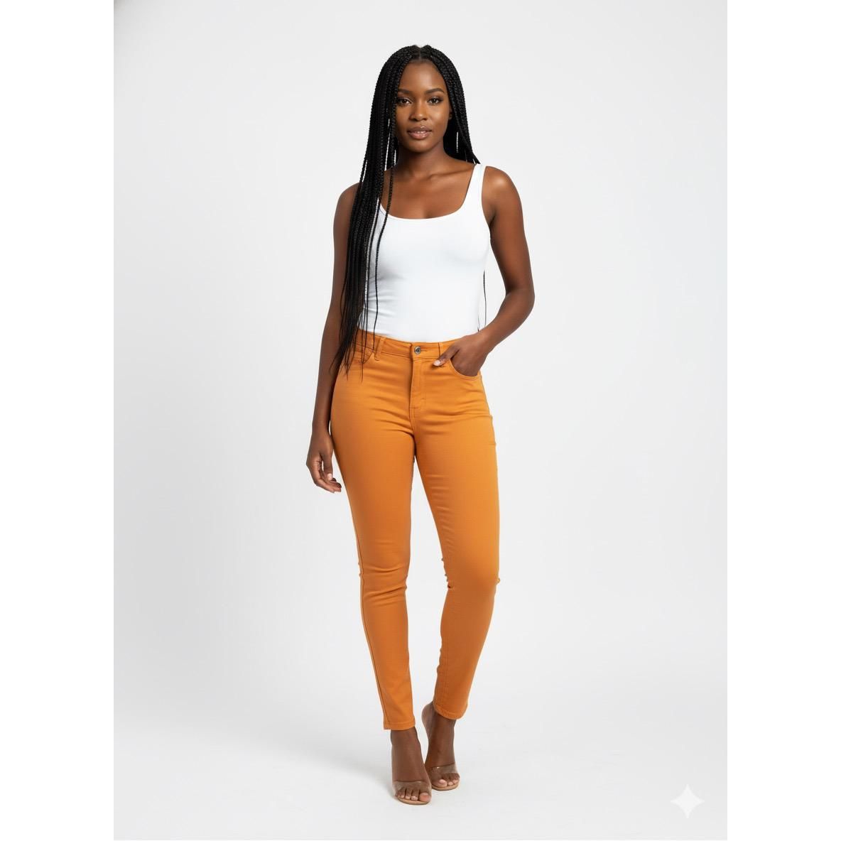 Orange High Waisted Coloured Jeans Pants