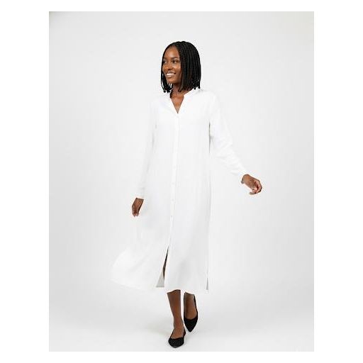 Button Detailed Linen Shirt Dress