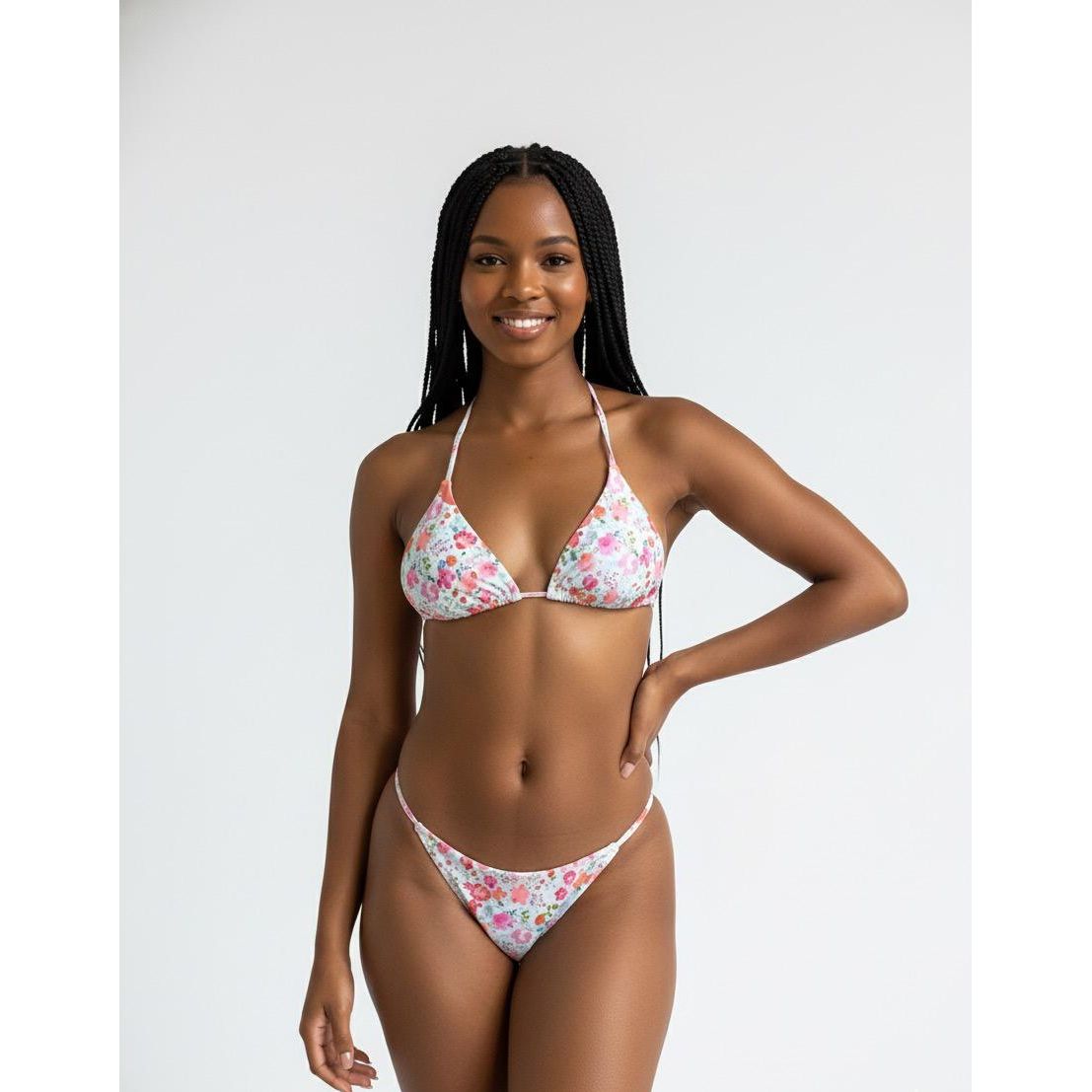 Elegant High Waist Two Piece Floral Bikini Set