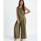 Round Neck Top and Wide-Leg Pants Casual Two-Piece Set