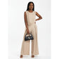 Round Neck Top and Wide-Leg Pants Casual Two-Piece Set