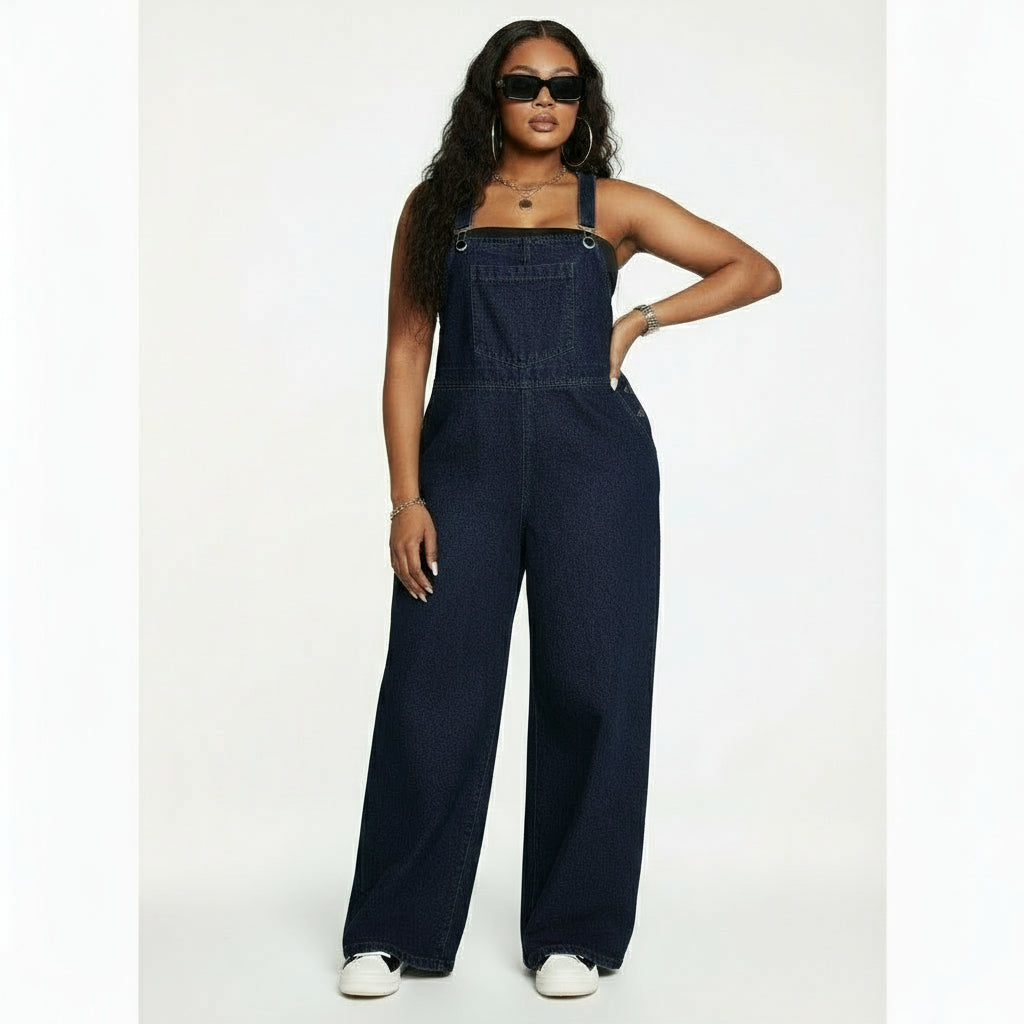 Plus Size Denim Jumpsuit Sexy Slim-Fit Bib Overall